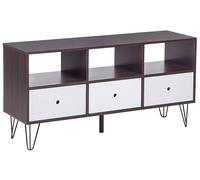 Beliani - Meuble TV - Foston - MDF - Bois Foncé et Blanc - 3 Tiroirs et 3 Compar