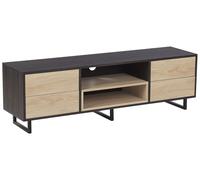Beliani - Meuble TV - Maine - 4 Tiroirs, en MDF et Métal, Couleur Bois Clair et