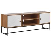 Beliani - Meuble TV - Nueva - 2 Compartiments à Portes, en MDF, Effet Bois Clair