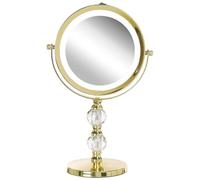 Beliani Miroir de Table LED Doré Métal Rond Maquillage Pivotant avec Ége