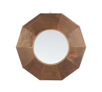 Beliani Miroir Marron Bois de Peuplier Octogonal Suspendu Moderne