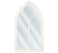 Beliani Miroir Mural au Style Gothique en Forme de Vitrail Métallique Blanc 62 x 113 cm pour Salon et Hall Décor Rétro et Vintage