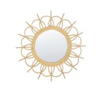 Beliani Miroir Mural Boho en Rotin Forme Soleil Naturel ø 60 cm Telakia