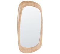 Beliani Miroir Mural Retro en Bois d'Hévéa 120 x 57 cm Décoratif Accessoire Asymétrique Marron Trizay