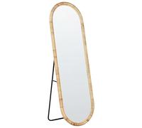 Beliani Miroir sur Pied Boho en Rotin Ovale 150 x 50 cm Chambre Salon Accessoires pour la Maison Naturel Montot
