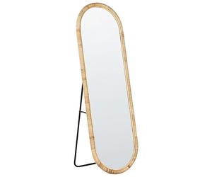 Beliani Miroir sur Pied Boho en Rotin Ovale 150 x 50 cm Chambre Salon Accessoires pour la Maison Naturel Montot