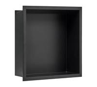 Beliani Niche de Douche Moderne à Éclairage LED en Acier Inoxydable Finition Brossée 33 x 33 cm Noir Itaipu