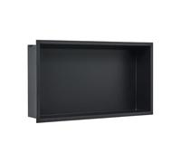 Beliani Niche de Douche Moderne à Éclairage LED en Acier Inoxydable Finition Brossée 63 x 33 cm Noir Itaipu