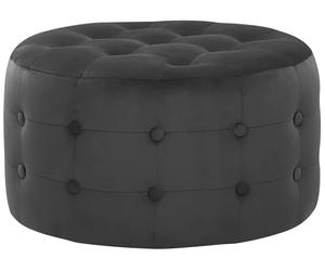 Beliani Ottoman 30 x 55 cm Rond Chesterfield en Velours Noir Rembourré pour Salon Tampa