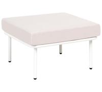 Beliani Ottoman Beige Clair Acier Moderne Pouf Jardin Coussin | Métal, À assembler entièrement, Charge Max 120 kg, Pour Extérieur, 61 x 61 x 39 cm