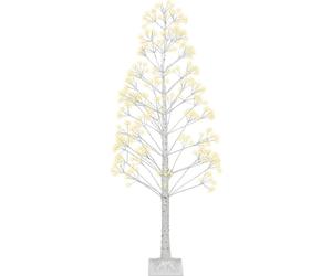 BELIANI Outdoor Sapin de Noël blanc avec lumières LED Branches 180 cm pour jardin extérieur Indoor Décoration de Noël