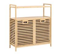 Beliani Panier à Linge Basculant Marron Clair Bambou Scandinave Meuble | Vernis transparent, À assembler entièrement, 88 x 33 x 95 cm