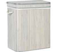 BELIANI Panier de rangement avec couvercle à fermeture éclair, bambou gris clair, 2 compartiments, panier à linge avec poignées