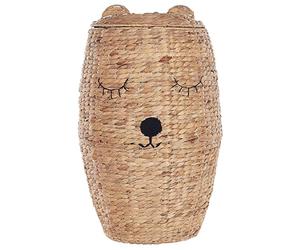 Beliani Panier Enfants Ours en Peluche Naturel Fibre de Jacinthe d'Eau