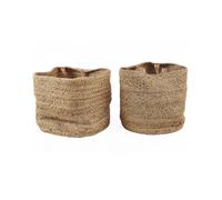 BELIANI Panier textile beige set de 2 cylindriques 33/34 cm moderne
