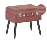 Beliani - Petit Tabouret avec Rangement, en Velours et Bois, Rose et Noir