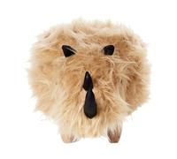 Beliani Petit Tabouret Pouf pour Enfant en Forme de Rhinocéros Préhistorique en Fausse Fourrure Marron Clair Poils Longs avec Pieds en Bois