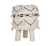 Beliani - Petit Tabouret - Thondi - Style Bohème en Tissu Coton Beige 44 cm de H