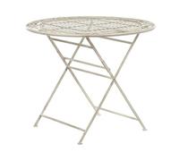 Beliani Petite Table Bistrot Ronde 90 cm Pliante Blanc Cassé pour Jardin Terrasse ou Balcon au Style Traditionnel et Provençal