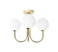 Beliani Plafonnier Doré Verre Lampe Moderne Glam Lumières Abat-jour Ronds | 3 Ampoules, Culot G9