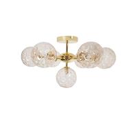 Beliani Plafonnier Lampe Moderne Glam 7 Lumières Abat-jour en Verre Beige et Métal Doré Anadyr