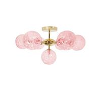 Beliani Plafonnier Lampe Moderne Glam 7 Lumières Abat-jour en Verre Rose et Métal Doré Anadyr