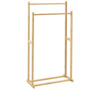 Porte-Serviettes 85 x 45 cm Bambou 2 Rails Salle de Bain Bois Marron Clair Hoboken