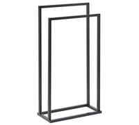 BELIANI Porte-serviettes noir acier mat 2 étagères porte-serviettes sur pied pour salle de bains moderne