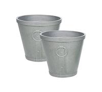 Beliani Pot à Plantes pour Intérieur et Extérieur 41x41x37 cm en Fibre Argile et Verre Résistante aux UV Gris Vari