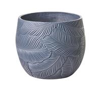 Beliani Pot de Fleurs Moderne en Fibre d'argile 47 x 47 x 43 cm Rond Motif Feuilles Intérieur Extérieur Peint en Gris Baiyun
