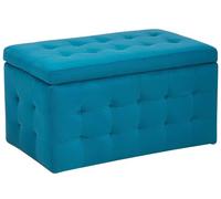 Beliani Pouf 72 x 42 cm en Velours avec Rangement Chesterfield Bleu Marine Doux Michigan