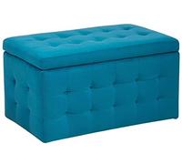 Beliani Pouf 72 x 42 cm en Velours avec Rangement Chesterfield Marine Doux Turquoise Michigan
