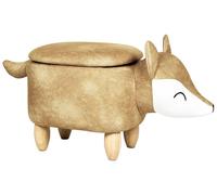 Beliani Pouf Animal pour Enfant en Forme de Renard en Velours Orange avec Rangement Fox