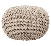 Beliani Pouf Beige Clair Coton Rond en Billes Polystyrène Accessoire