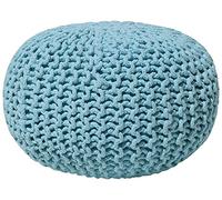 Beliani Pouf Bleu Clair Coton Rond en Billes Polystyrène Coussin
