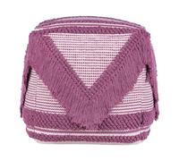 Beliani Pouf Carré au Style Oriental en Coton Rose avec Frange et Motif Traditionnel pour Salon ou Chambre
