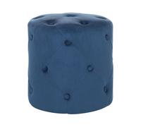 Pouf en velours bleu foncé - Beliani - Corolla - Elégance - Chic - 1 personne