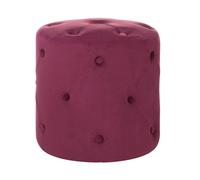 Pouf Rond Moderne Capitonné Décoration Salon Repose-Pieds Rouge Corail Corolla