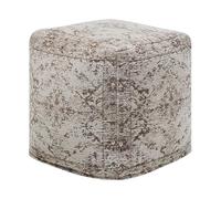 Beliani Pouf de Forme Cubique 42 x 42 cm fabriqué en Coton Marron et Gris au Style Vieilli Vintage avec Remplissage en Billes de Polystyrène
