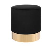 Beliani Pouf de Forme Cylindrique fabriqué en Velours Noir avec Base Métallique Doré pour Salon ou Chambre Glamour et Moderne