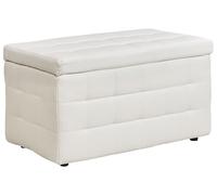 Beliani Pouf de Rangement Blanc Cuir PU Rectangulaire Chesterfield | Rembourrage en mousse, Unicolore, Avec Rangement, Pieds à monter, Charge Max 120 kg, 72 x 42 x 40 cm