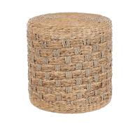 Beliani Pouf de Style Boho Tissé Main Rond Ottoman en Herbes Marines et Jacinthe d'eau 40 cm Naturel Basslet