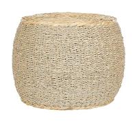 Beliani Pouf en Herbier Marin et Fibres de Jacinthe d'eau 40 cm Rembourré en Mousse Haiphong