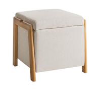 Beliani Pouf Glam avec Coffre de Rangement en Tissu Accessoire Salon Chambre à Coucher Beige Clair Edland