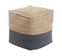 Beliani - Pouf - Kirama - 44 x 44 x 44 cm, En Jute et Coton, Beige et Gris Foncé