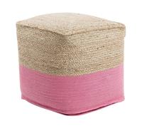 Beliani - Pouf - Kirama - 44 x 44 x 44 cm, En Jute et Coton, Beige et Rose