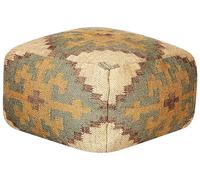 Beliani Pouf Multicolore en Jute 50 x 50 cm de Style Oriental Rembourré Fait Main Saron