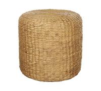 Beliani Pouf Naturel Fibre de Jacinthe d'eau Rond Ottoman Tissé Main Style