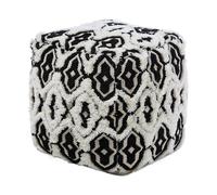 Beliani - Pouf - Orai - 45 x 45 x 45 cm, En Laine et Coton, Noir et Blanc