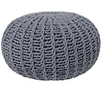 Beliani Pouf Rond en Coton Gris Foncé à Billes de Polystyrène Coussin d'Intérieur Conrad